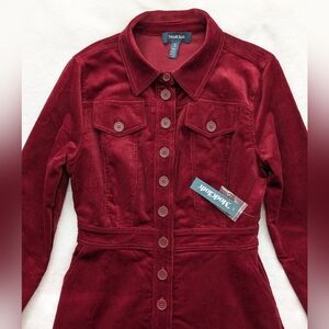 ModCloth Burgundy Corduroy Shirt Dress New